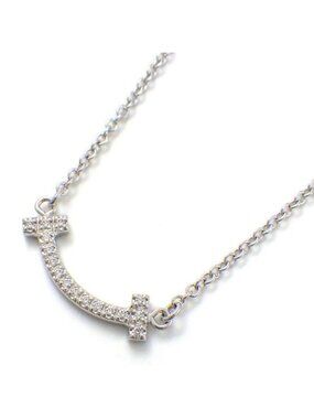 Tiffany & Co Necklace T Smile Mini Diamond 18k White Gold
